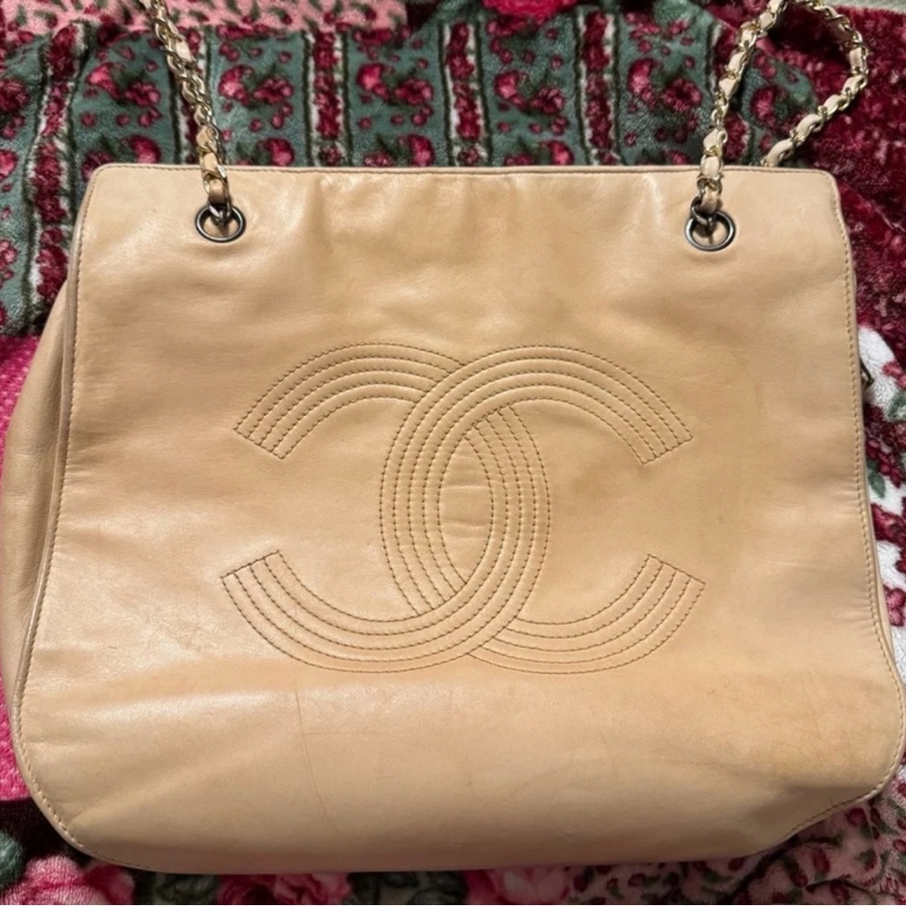 Chanel Camel Color Leather Chain Shoulder Bag